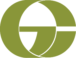 Logo vert olive composé de deux formes de lettres « O » superposées, avec une barre blanche reliant un « G ».