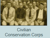 A group of men are posing for a picture and the caption says civilian conservation corps