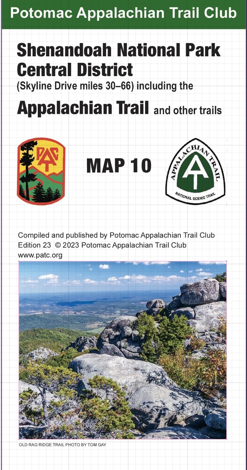 A map of the shenandoah national park central district and appalachian trail