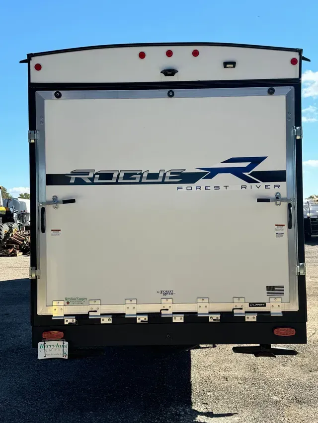 The back of a rogue forest lite trailer