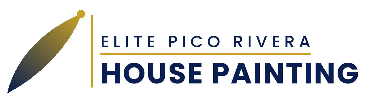 A blue and gold logo for Elite Pico Rivera House Painting