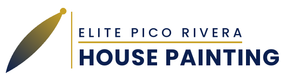 A blue and gold logo for Elite Pico Rivera House Painting