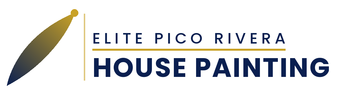 A blue and gold logo for Elite Pico Rivera House Painting