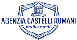 Logo dell&rsquo;Agenzia Castelli Romani pratiche auto in blu su uno stemma a scudo