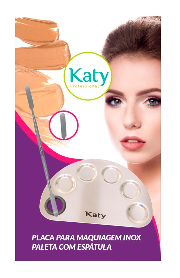 Placa Inox Meia Lua com Espátula para Maquiagem Katy