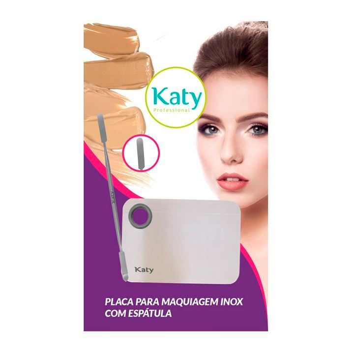Placa Inox com Espátula para Maquiagem Katy