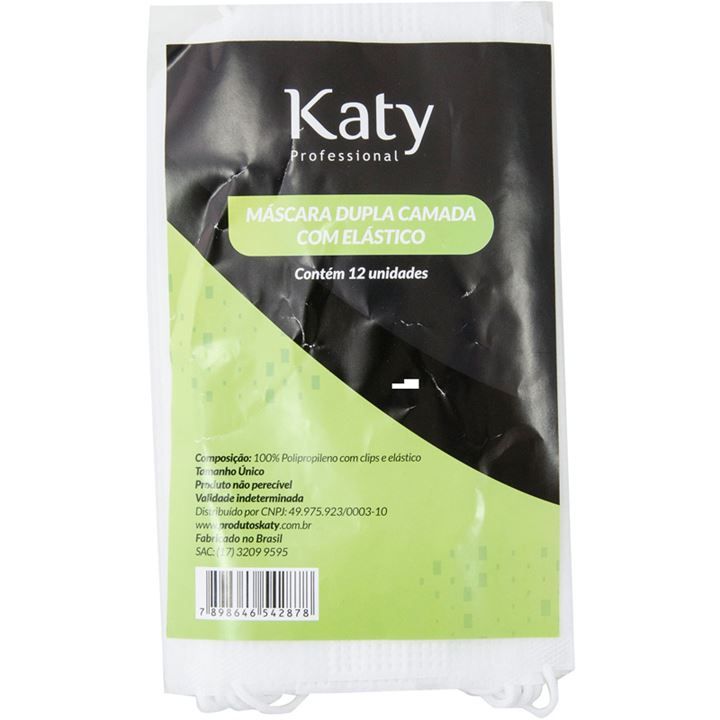 Máscara Descartável Com Dupla Camada Katy - 12 unidades