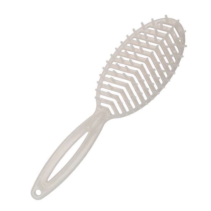 Escova Flex Oval Katy - Branco com Glitter Dourado