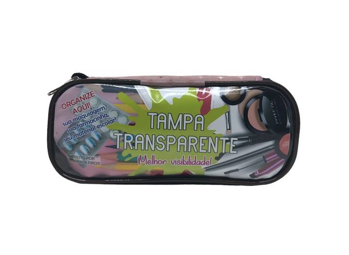 Necessaire Estojo Pequeno Com Tampa Transparente Katy