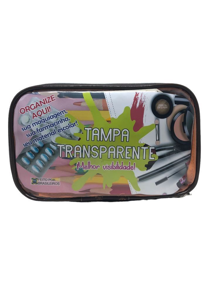 Necessaire Estojo Médio Com Tampa Transparente Katy