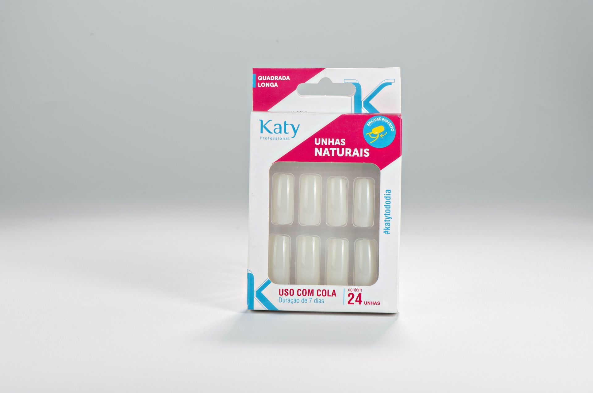 Unhas Naturais Katy Quadrada Longa - 24 unidades