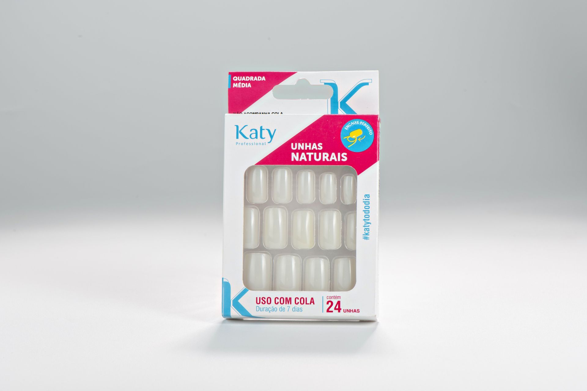 Unhas Naturais Katy Quadrada Média - 24 unidades