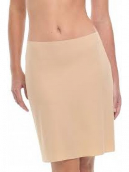 Tan half-slip skirt on a woman, smoothing silhouette.