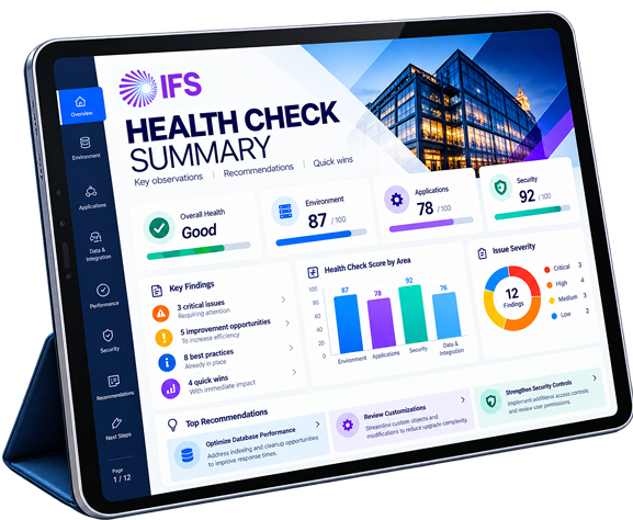 IFS Health Check Summary report mockup