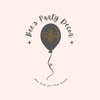 Dark balloon with bee graphic and &ldquo;Bee&rsquo;s Party Decor,&rdquo; plus &ldquo;We are all the buzz&rdquo; tagline on a pale background