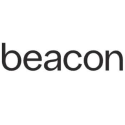 Black lowercase word “beacon” on a white background