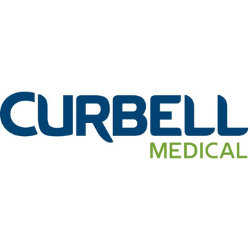 Curbell Medical logo in blue and green on a white background