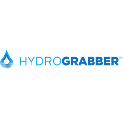 HydroGrabber logo in blue with water droplet icon on a white background
