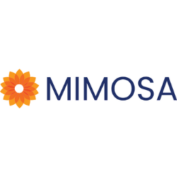 MIMOSA logo with an orange flower icon and blue text on a white background
