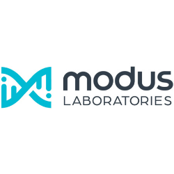 Modus Laboratories logo with teal icon and dark gray text on white background