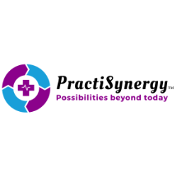PractiSynergy logo in purple, blue, and pink with the tagline “Possibilities beyond today”