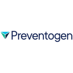 Preventogen logo in blue and teal on a white background