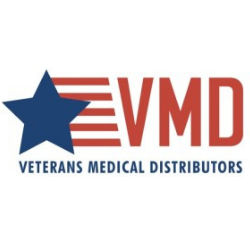 Veterans Medical Distributors logo with blue star and red VMD letters
