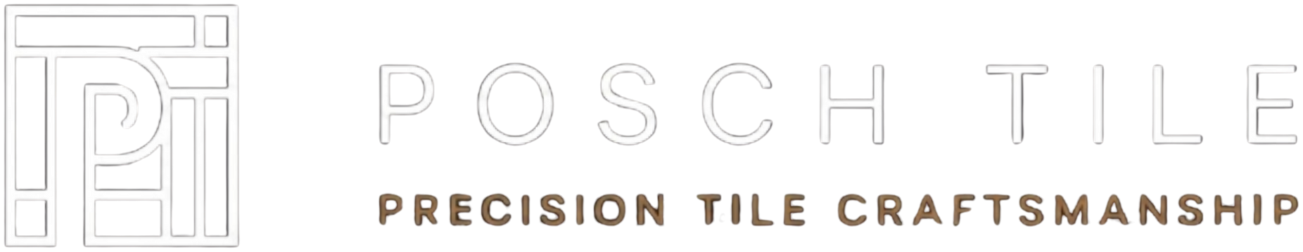Posch Tile logo with stylized PT icon and the tagline “Precision Tile Craftsmanship”