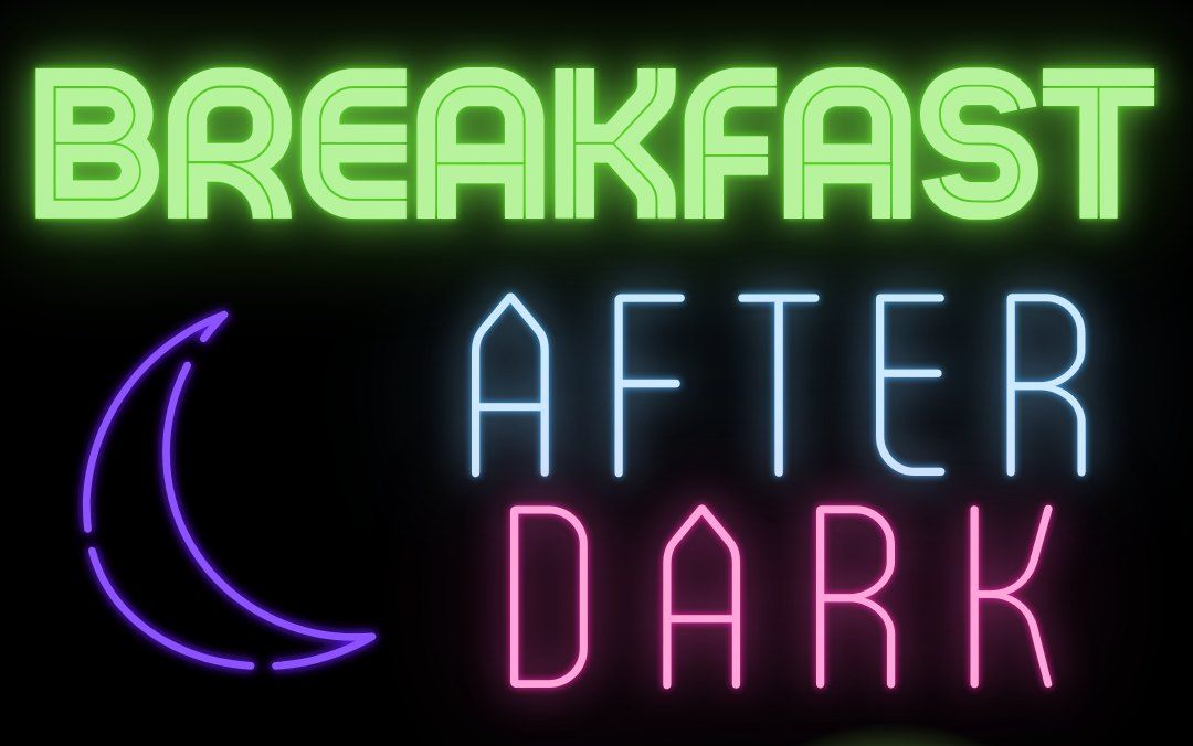 dark image with neon light text 