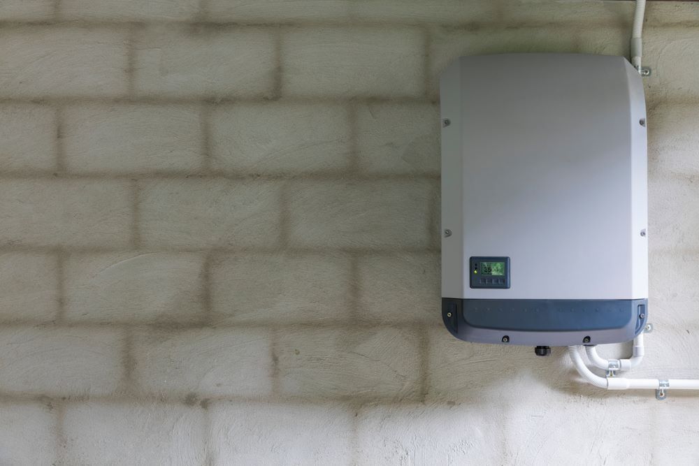 A Solar Panel Inverter is Mounted on a Brick Wall β Sapphire City Solar & Electrical In Inverell, NSW