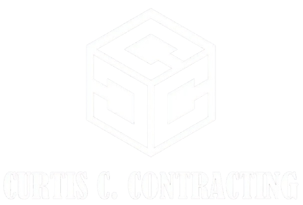 Faint white logo of a cube above the text “CREST S. CONTRACTING” on a light background