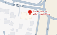 Click to go to Maps Map pinpoints Bottlemart - Sun Valley Liquor Store on Philip St.