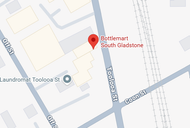 Click to go to Maps Map showing Bottlemart South Gladstone store location at the intersection of Toolooa and Coon Streets.