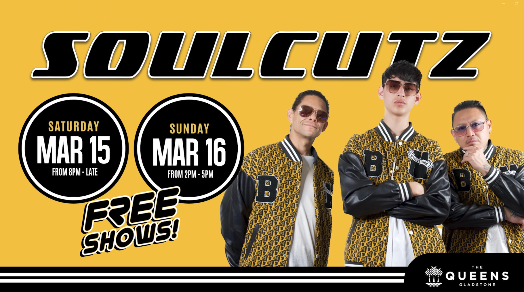 A poster for soul cutz free shows on saturday march 15 and sunday march 16