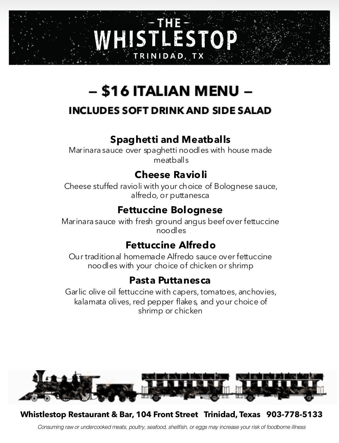 Italian Menu