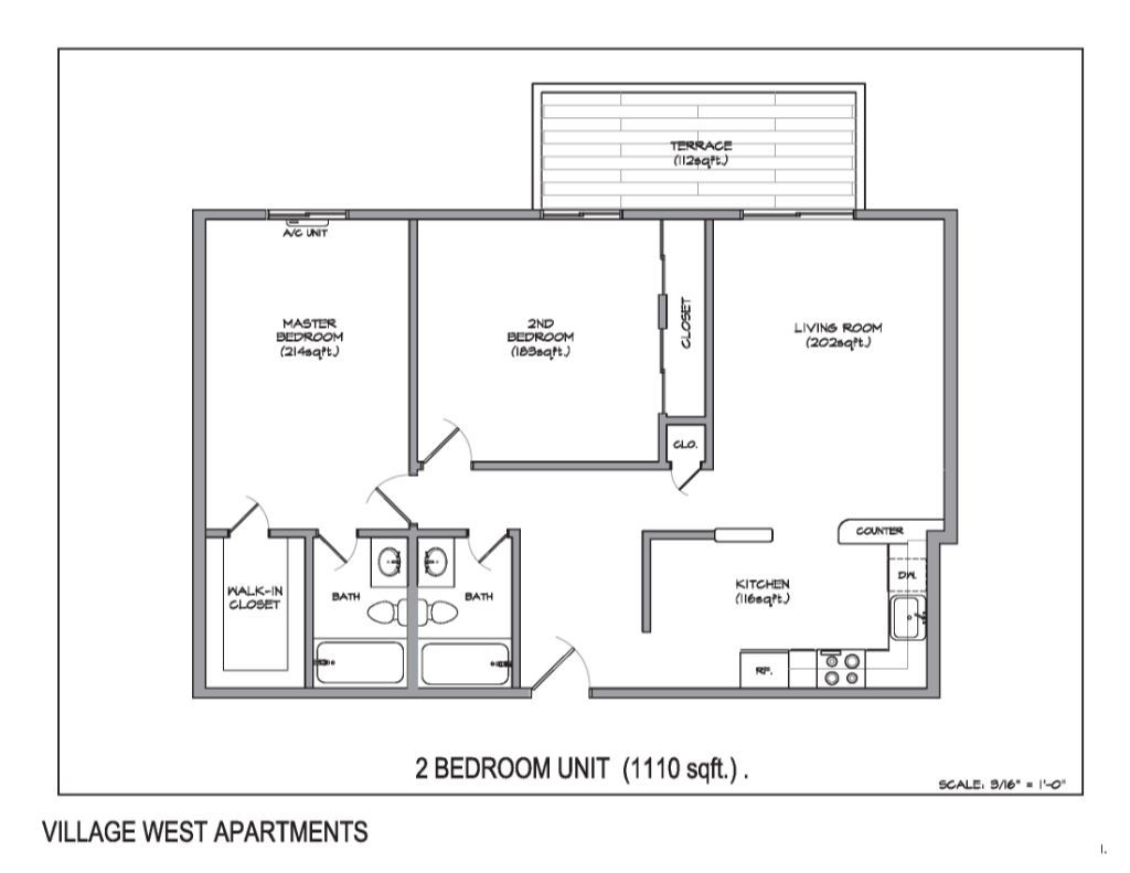 2 Bedroom, 2 Bathroom Floor Plan 3