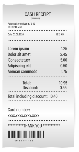 A receipt that says cash receipt on it