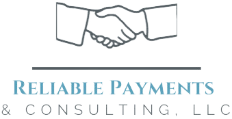 The logo for reliable payments and consulting llc is a handshake between two people.
