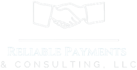 The logo for reliable payments and consulting llc shows a handshake between two people.