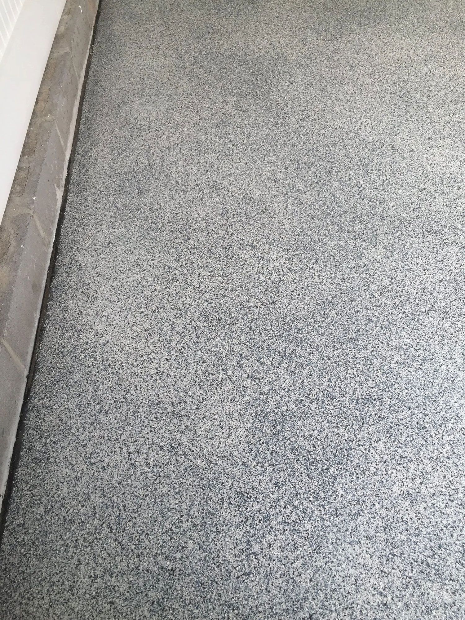 Gray speckled floor.