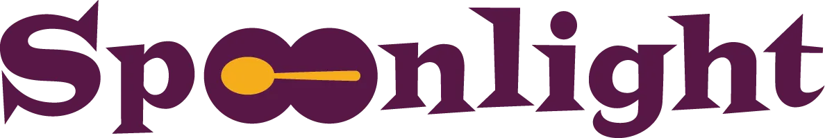A logo for spoonlight with a spoon in the middle