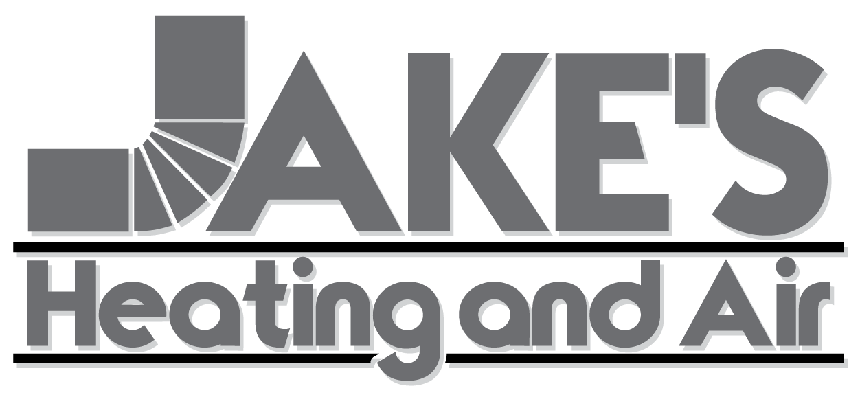 Logo for Jake&rsquo;s Heating and Air with a stylized HVAC duct forming the letter J, text in gray on a white background.