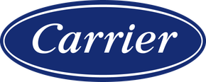 The Carrier company logo featuring the brand name in black script lettering inside a black horizontal oval.