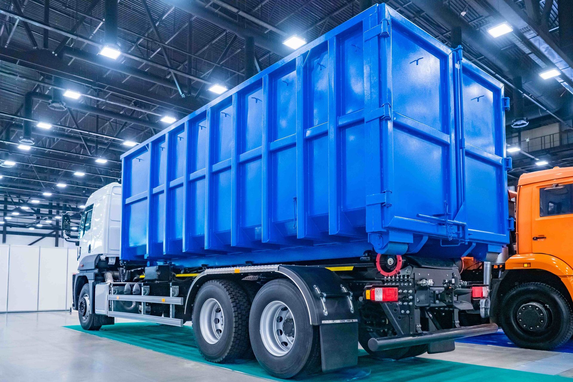 Blue dump truck