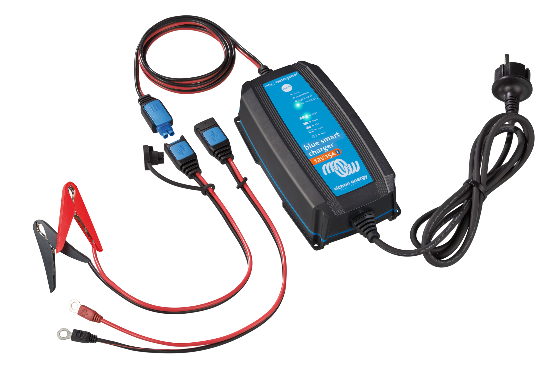 a battery charger with a lot of wires attached to it on a white background .