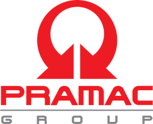 a red and white logo for pramac group