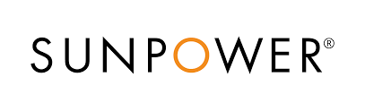 the sunpower logo is black and orange on a white background .