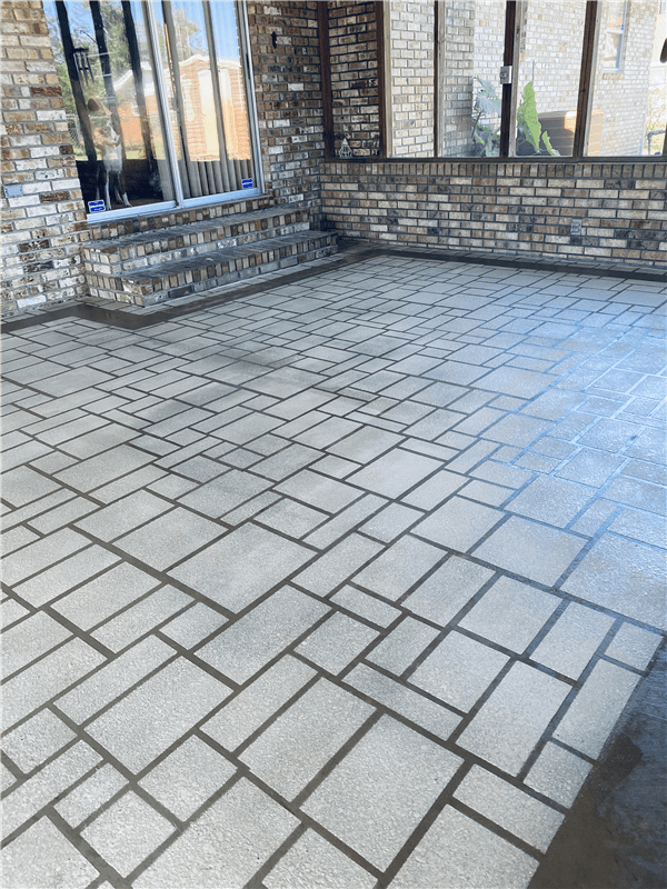 Stenciled brick design.