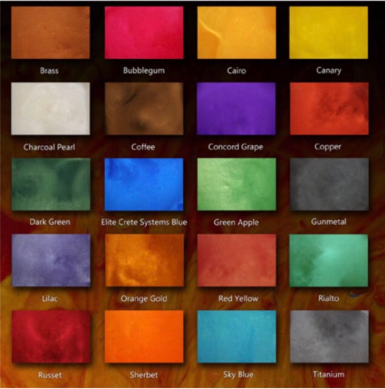 Metallic Epoxy and Polyaspartic Color Chart