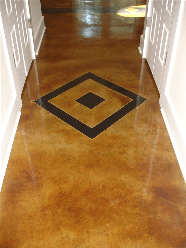 Acid stain concrete with accent.
